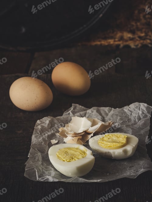 Preview: Boiled Eggs Cut Into Slices (Slices And Whole Eggs)