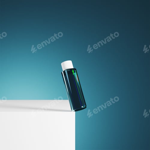 Preview: Product placement on blue background, 3d render