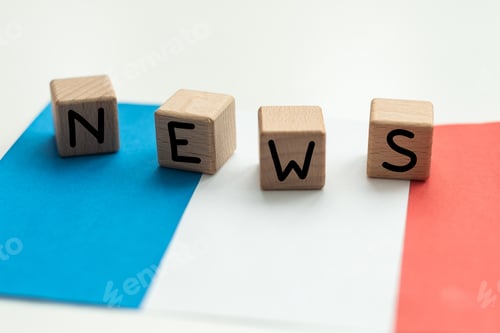 Preview: the word news on cubes on a newspaper