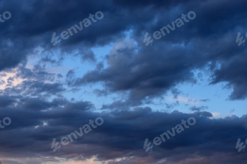Preview: Blue dark clouds in the sky before the rain, evening, twilight