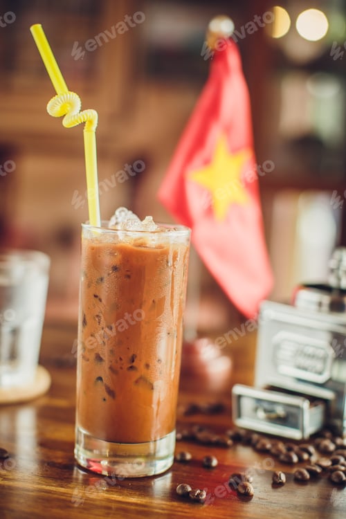 Preview: Vietnamese ice coffee with coffee beans