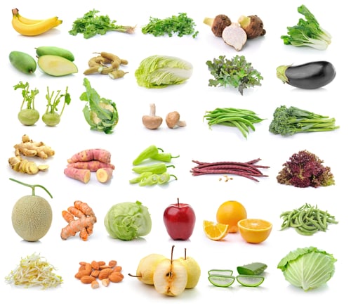 Preview: fruit and vegetable isolated on white background