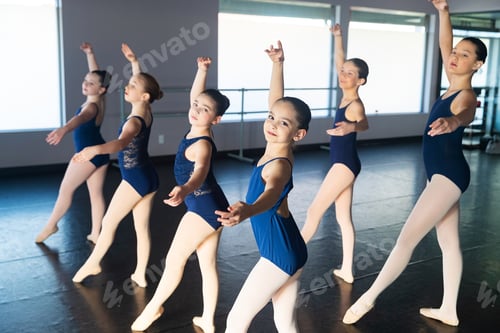 Preview: Group of girls practicing in ballet dance school