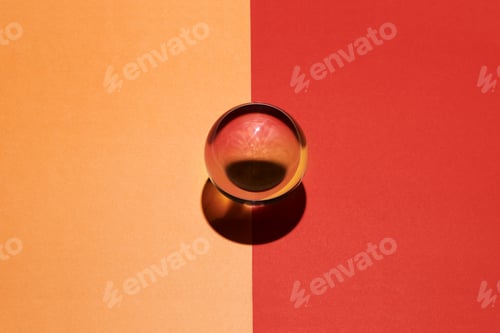 Preview: Glass sphere on a divided orange and red