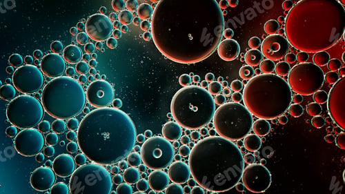 Preview: Abstract Colorful Food Oil Drops Bubbles and spheres Flowing on Water Surface