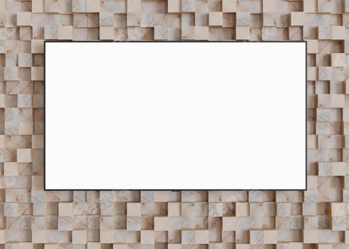Preview: TV mock up. LED TV with blank white screen, hanging on the wall at home. Copy space