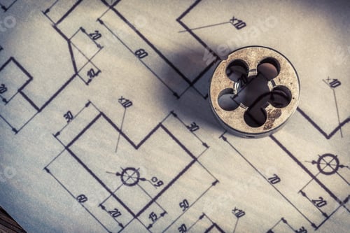 Preview: Milling cutter and mechanical parts of the diagram