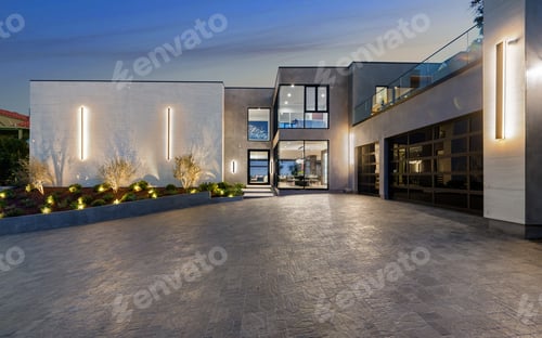 Preview: Home with landscaped concrete driveway, New Construction Home in Tarzana, California
