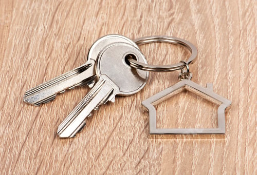 Preview: House shaped keychain with two keys