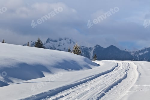 Vorschau: rustikale Straße im Winter