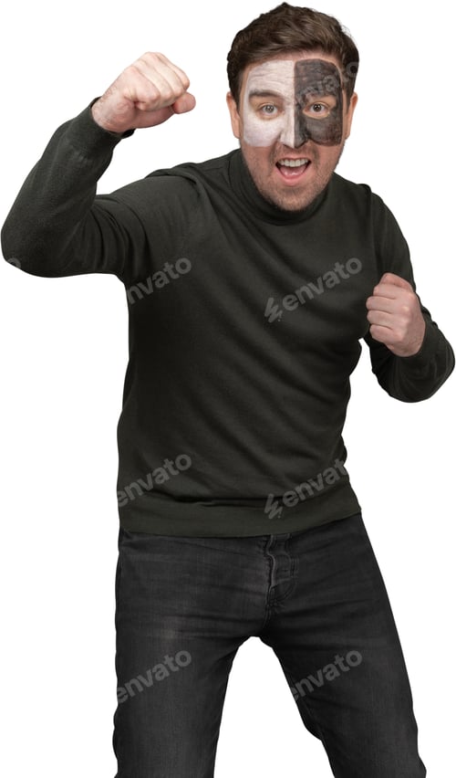 Preview: a man with makeup on his face is giving a thumbs up