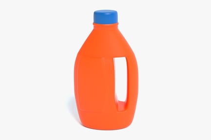Preview: Orange Plastic Laundry Detergent Bottle with Blue Cap