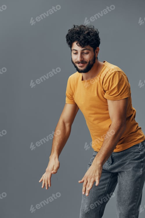 Preview: Portrait man fashion background happy isolated person studio adult guy young white model caucasian