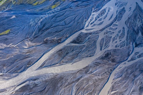 Preview: Aerial drone view of a huge glacier riverbed, Iceland