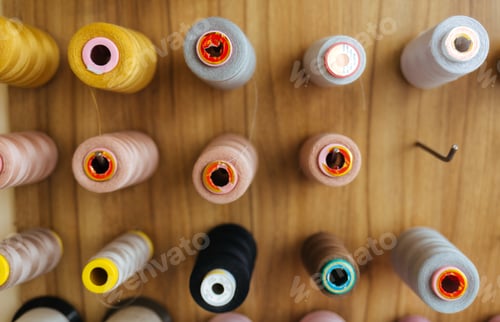 Preview: Sewing threads as a multicolored background close up