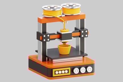 Preview: Modern 3D Printer Creating Object With Yellow Filament