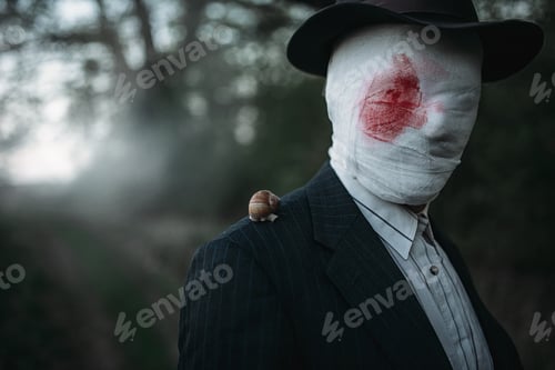 Preview: Maniac with axe, face wrapped in bloodied bandages