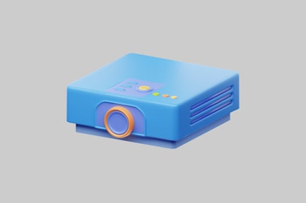 Preview: Blue device with circular lens and three buttons.