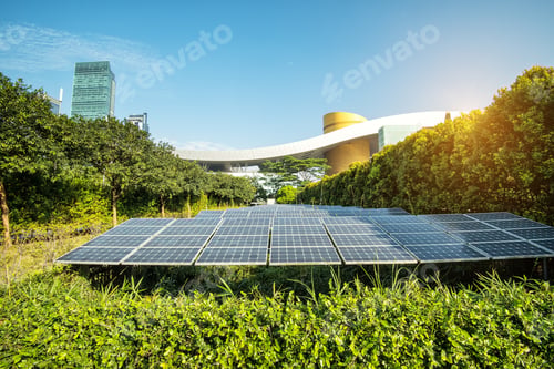 Preview: Solar Panels In The Park Of Modern City