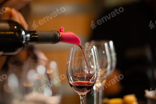Preview: Wine glasses on a table in a restaurant, shallow depth of field