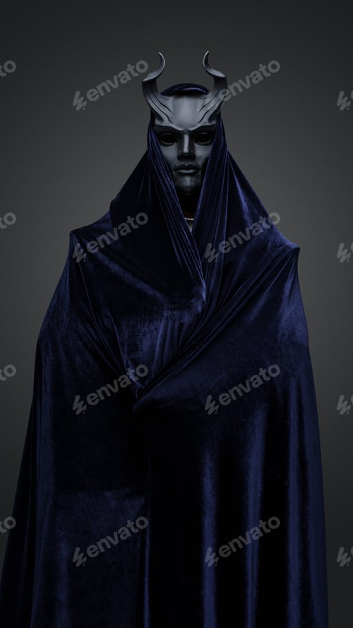 Preview: Dark sorcerer of dark cult with dark blue robe