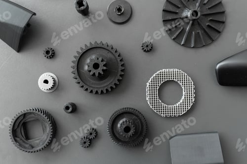 Preview: 3d printed objects on the table in the laboratory