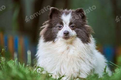 Preview: Pomeranian Spitz dog in garden