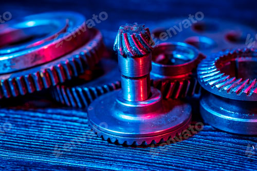 Preview: Gears. Machine part. Neon color