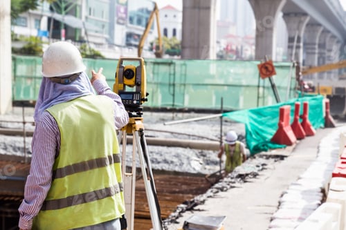 Preview: Engineer instructing while operating dumpy automatic level instr