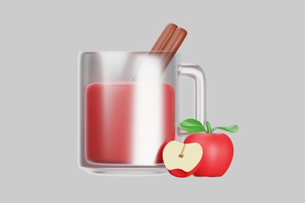 Preview: Mug of apple cider with apples and cinnamon