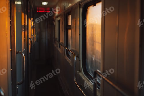 Preview: Empty compartment corridor of train carriage