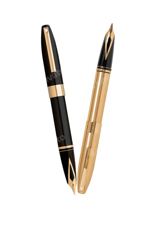 Preview: Gold Pens isolated on white