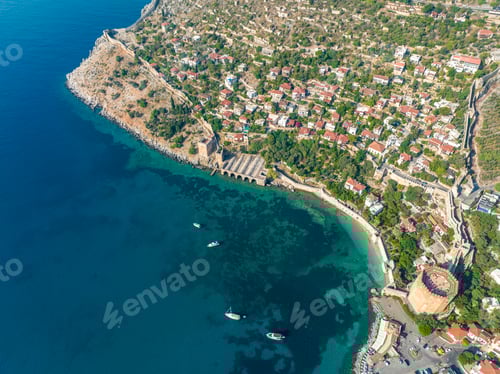 Preview: Alanya - Turkey, An aerial view of the bay Alanya in Antalya Turkey. Kizil Kule - Alanya