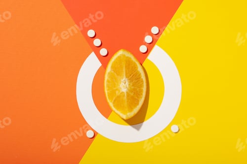 Preview: Bio-supplement vitamin C, in tablets on a light background.