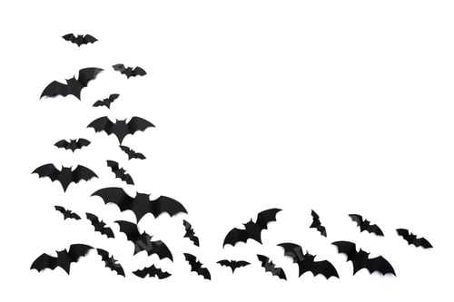 Preview: halloween and decoration concept - paper bats flying