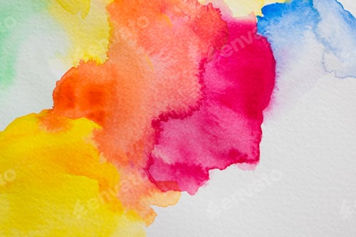 Preview: Colorful Abstract Watercolor Painting on White Paper