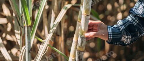 Preview: Farmers are inspecting the quality of sugarcane in farm, monitoring agricultural produce.