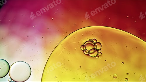 Preview: Abstract Colorful Food Oil Drops Bubbles and spheres Flowing on Water Surface