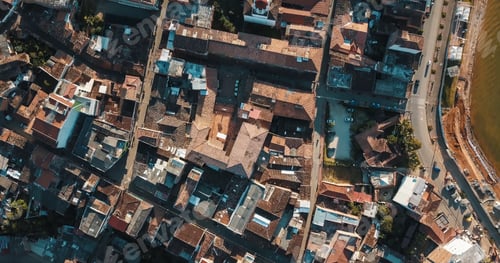 Preview: Aerial view of urban streets in a small town
