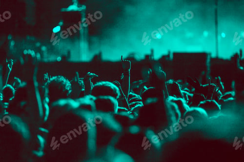 Preview: crowd partying stage lights live concert summer music festival