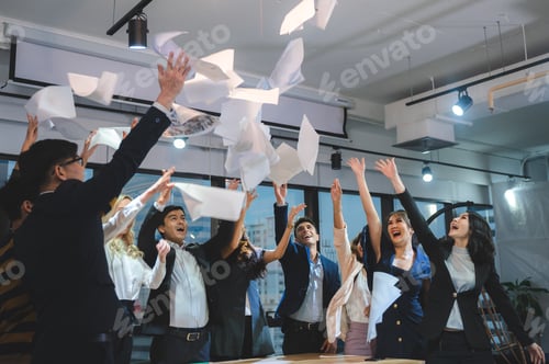 Preview: winer businessman person success in business and celebration with a professional corporate team