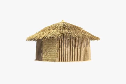 Preview: Thatched African Hut with Wooden Walls