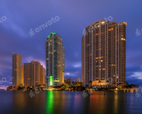 Preview: Miami skyline at dawn with long exposure