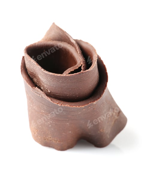 Preview: Yummy chocolate curl for decor on white background