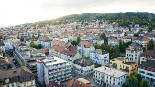 Preview: High angle shot of a city in Switzerland