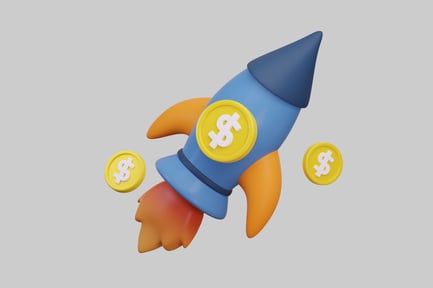 Preview: Finance rocket with dollar coins