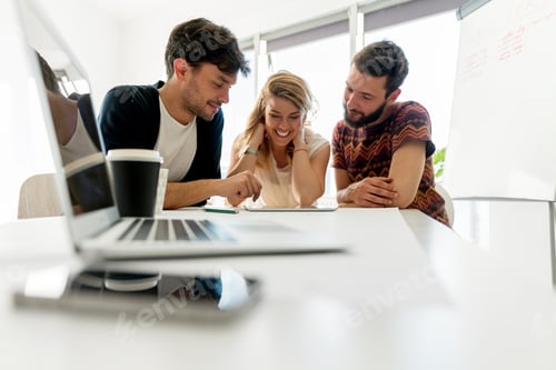 Preview: Collaborative Team Works on Tablet Device Together