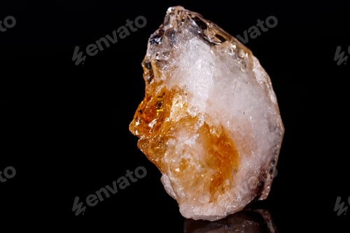 Preview: Macro mineral stone Citrine on black background