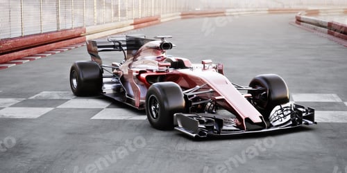 Preview: Sleek Red Racing Car on a Checkered Racetrack