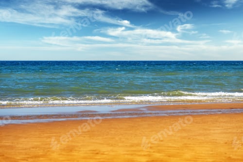 Preview: Tide waves on tropical beach sand and blue ocean